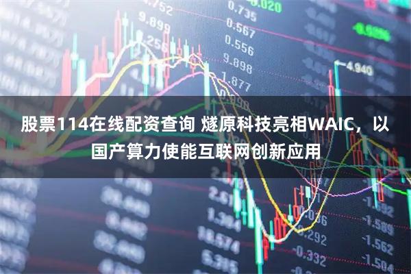 股票114在线配资查询 燧原科技亮相WAIC，以国产算力使能互联网创新应用